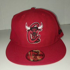 New Era Chicago Bulls 59Fifty 7 ½ Red Black Fitted NBA Snapback Hat Cap w/ Logo